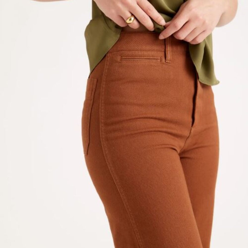 NWT Quince Stretch Cotton Twill Wide-Leg Crop Pant - Rust - Size 28 $50 Retail